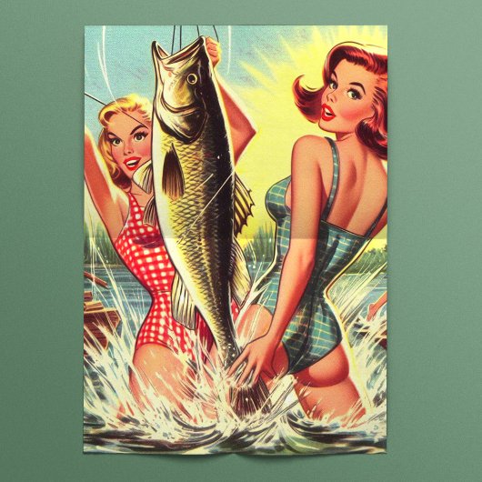 Papier Mousseline Pin-ups Rétro de Pêche