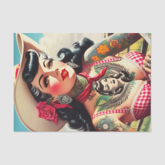 Papier Mousseline Pinceau de pays tatoué vintage (Recto)