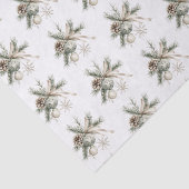 Papier Mousseline Pine Cones Green Ornaments Snowflakes Christmas (Détail)