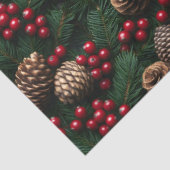 Papier Mousseline Pine Cones Holly Berries Spruce Sprig Motif (Détail)