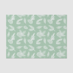 Papier Mousseline Pine Cones Rustique Motif Blanc & Mint Holiday