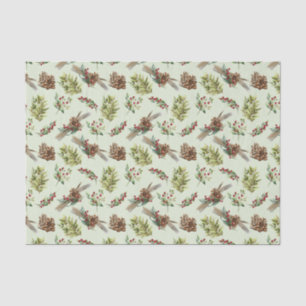 Papier Mousseline Pine de Mistletoe Vert Feuilles Noël hiver