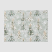 Papier Mousseline Pine Green Cream Christmas Trees Snowflakes (Recto)