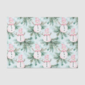 Papier Mousseline Pine Tree Pink White Snowman Girl Christmas (Recto)
