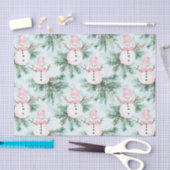 Papier Mousseline Pine Tree Pink White Snowman Girl Christmas (Artisanat)