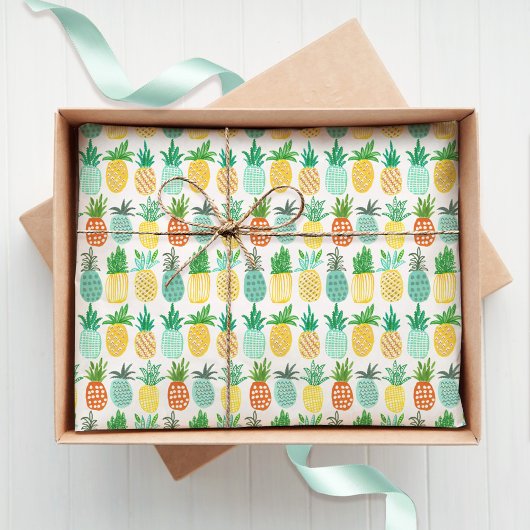 Papier Mousseline Pineapples Tropiques tropicales d'été | Papier Tis