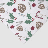 Papier Mousseline Pinecone, Holly & Berries Rouge, Blanc Vert (Détail)