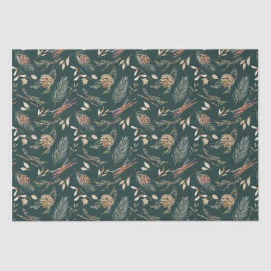 Papier Mousseline Pinecone rustique et papier de tissus de Noël À fe (Recto)