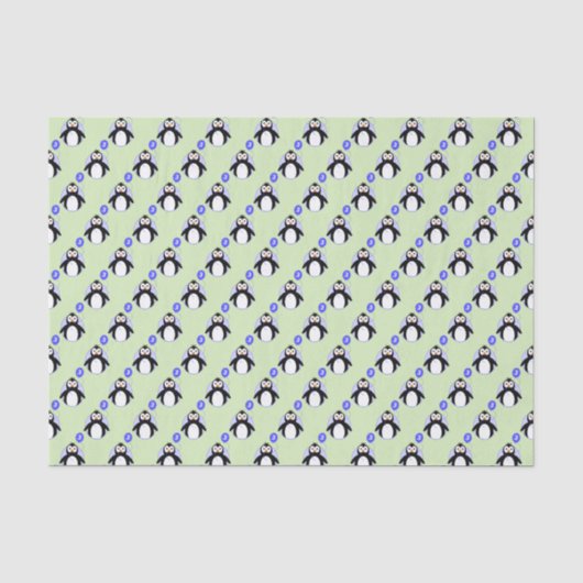 Papier Mousseline Pingouin 3 ans bleu vert (Recto)
