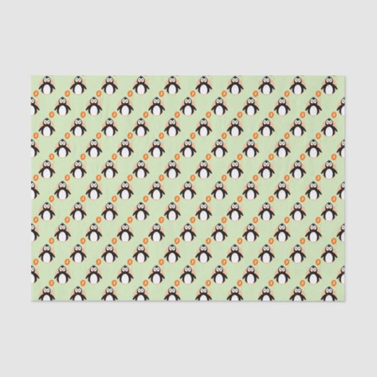 Papier Mousseline Pingouin 3 ans orange vert (Recto)