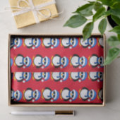 Papier Mousseline Pingouin cool mignon Noël hiver motif rouge  (Cadeau)