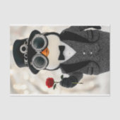 Papier Mousseline Pingouin En Costume + Rose Rouge Découpage AH5Z (Recto)