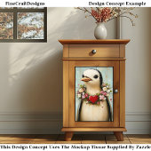 Papier Mousseline Pingouin exquis, Garland de coeur floral CH7 Décou