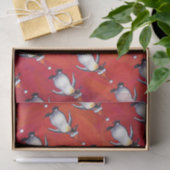 Papier Mousseline Pingouin festif dans un Motif de Santa Hat (Cadeau)