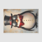 Papier Mousseline Pingouin Steampunk Custom Initiale BA1 Découpage (Recto)