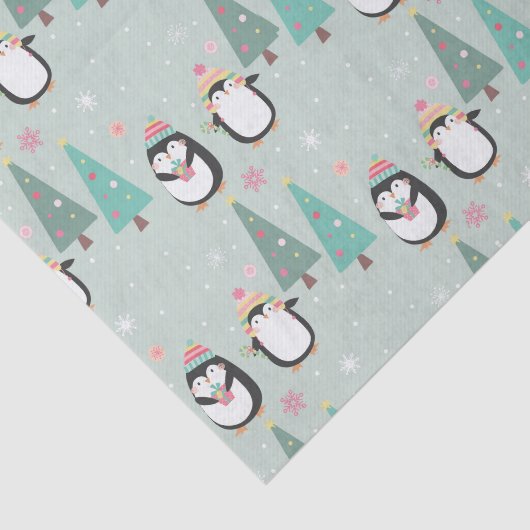 Papier Mousseline Pingouins de Noël mignons (Détail)