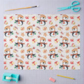 Papier Mousseline Pingouins de Noël mignons Bois blanc rustique prés (Artisanat)