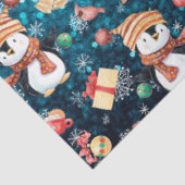 Papier Mousseline Pingouins d'hiver de Noël Pneus Bleu pour les enfa (Détail)