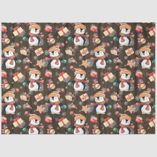 Papier Mousseline Pingouins d'hiver de Noël Snow Flakes pour enfants (Recto)