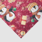 Papier Mousseline Pingouins d'hiver roses pour enfants (Détail)