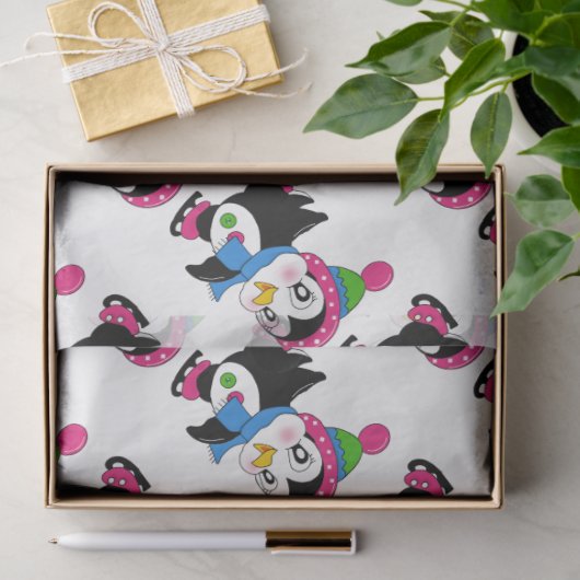 Papier Mousseline Pingouins mignons (Cadeau)