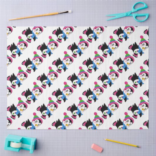Papier Mousseline Pingouins mignons (Artisanat)