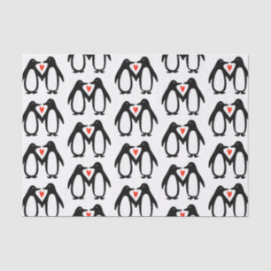 Papier Mousseline Pingouins mignons en amour Saint Valentin, Anniver