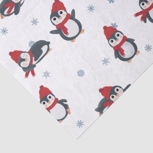 Papier Mousseline Pingouins mignons Oiseaux d'hiver Animaux de l'Arc (Détail)