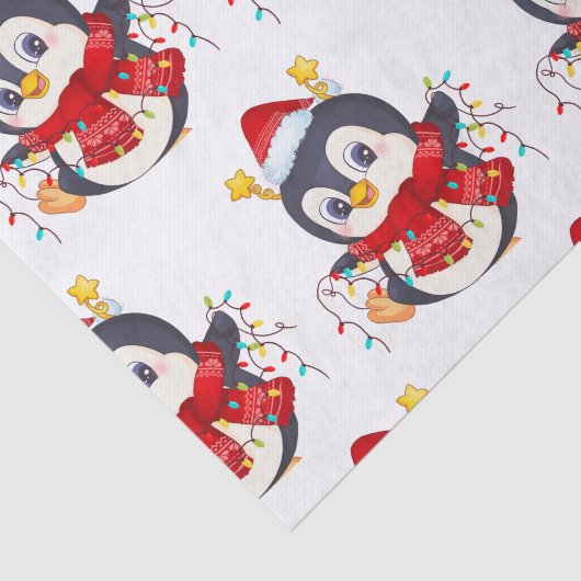 Papier Mousseline Pinguin de Noël avec lumières (Détail)