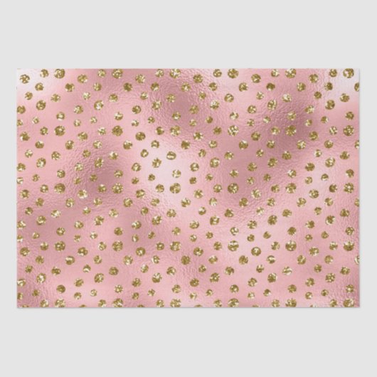Papier Mousseline Pink and Gold Glitter Glam Polka Dots Pattern (Recto)