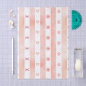 Papier Mousseline Pink and White Stripe - Coeurs, Rose, Empreinte de (Artisanat)