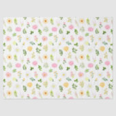 Papier Mousseline Pink and Yellow Flowers with Foliage Pattern (Recto)