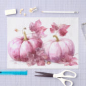Papier Mousseline Pink Autumn Pumpkins and Flowers Fall Decoupage (Artisanat)