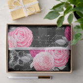 Papier Mousseline Pink & Black Shabby Glam Roses 2 papier découpage (Cadeau)