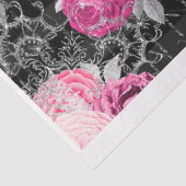 Papier Mousseline Pink & Black Shabby Glam Roses 2 papier découpage (Détail)
