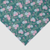 Papier Mousseline Pink & Blue Floral Pattern on Teal – Modern (Détail)