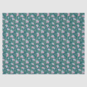 Papier Mousseline Pink & Blue Floral Pattern on Teal – Modern (Recto)