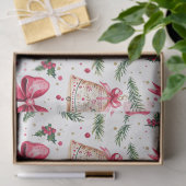 Papier Mousseline Pink Bows Gold Bells Noël (Cadeau)