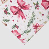 Papier Mousseline Pink Bows Gold Bells Noël (Détail)