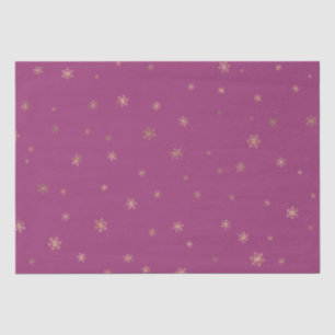 Papier Mousseline Pink Boysenberry Christmas Gold Snowflakes