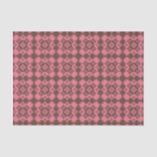 Papier Mousseline Pink Brown Checker Argyle Pattern (Recto)