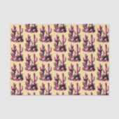 Papier Mousseline Pink Cacti Batch-Tan Background (Recto)