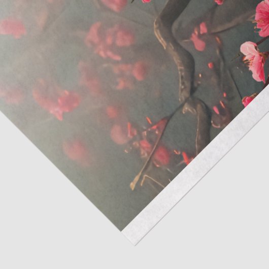 Papier Mousseline Pink cherry blossoms branches Ethereal (Détail)