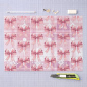 Papier Mousseline Pink Christmas Plaid Flocs de neige Bow Coquette (Artisanat)