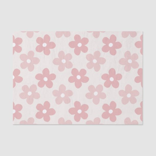 Papier Mousseline Pink Cream Daisy Flowers Retro Pattern (Recto)