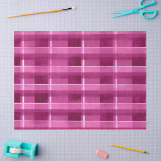 Papier Mousseline Pink Distressed Plaid Funky Pattern Decoupage