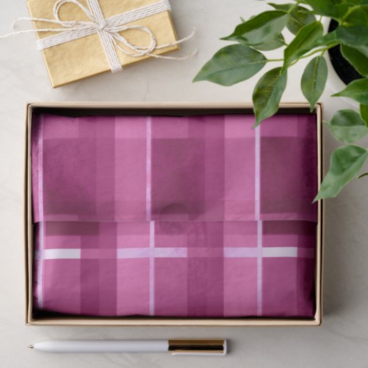 Papier Mousseline Pink Distressed Plaid Funky Pattern Decoupage (Cadeau)