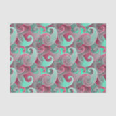 Papier Mousseline Pink et Aqua Paisley Damask Patch (Recto)