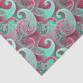 Papier Mousseline Pink et Aqua Paisley Damask Patch (Détail)