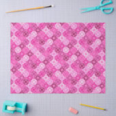Papier Mousseline Pink Filigree Diamond Pattern  (Artisanat)